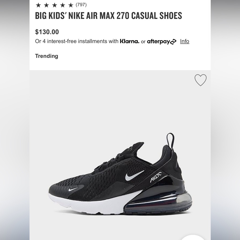 Air max 270 size 6Y or size 7.5 in women’s